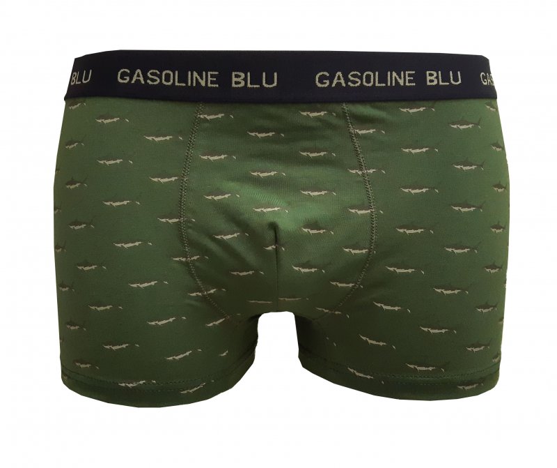 Gasoline blu boxerky pánské 5520 Sharks zelené | Vermali.cz